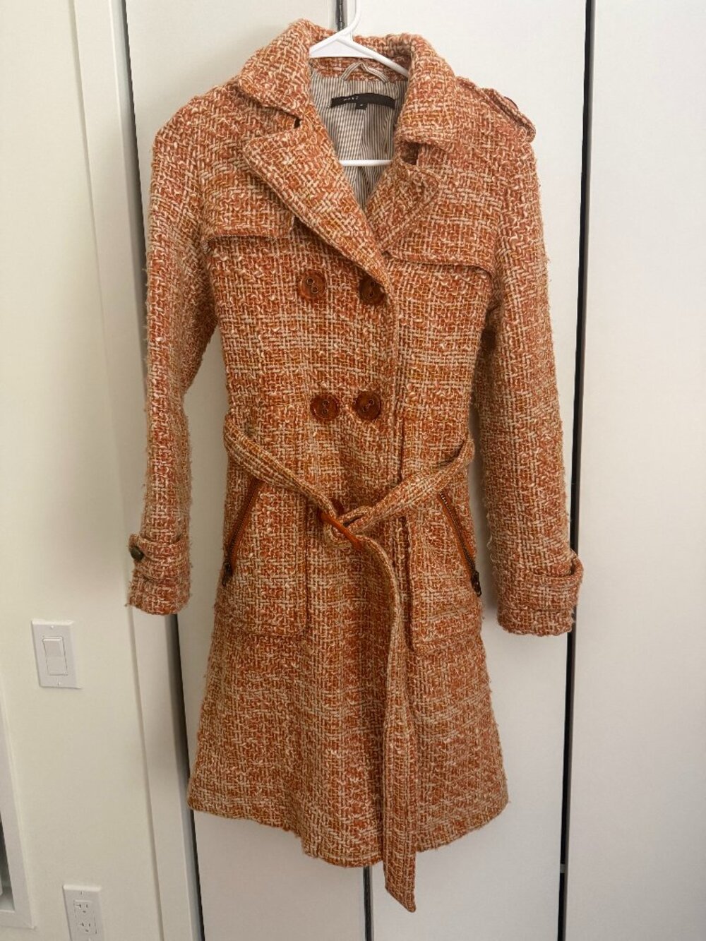 Marc Jacobs Orange Tweed 100% Virgin Wool Jacket 2004 Vintage